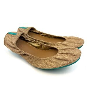 Tieks Brentwood Ballet Flats tan woven neutral comfort travel commute size 8